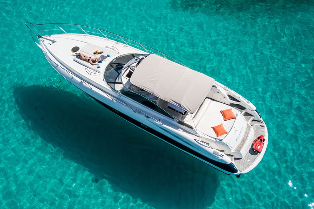 "Aerial View of Sunseeker Yacht from the Side - Unparalleled Elegance and Style"